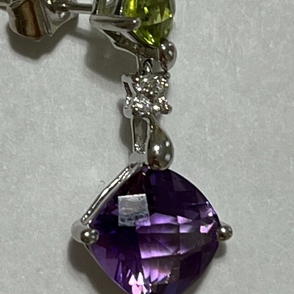 BEAUTIFUL 14K WHITE GOLD EARRINGS & PENDANT SET - Picture 9 of 9